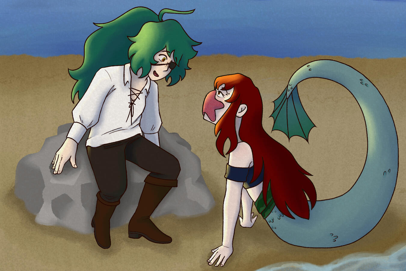 A full body piece with a background, which would have cost £63 as a commission. Drawing was an Artfight attack for 2025.