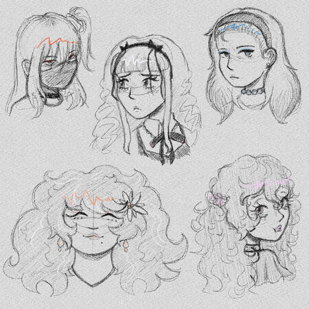Bust Sketches (£25) Page of five example bust sketches. All sketches from 2025.