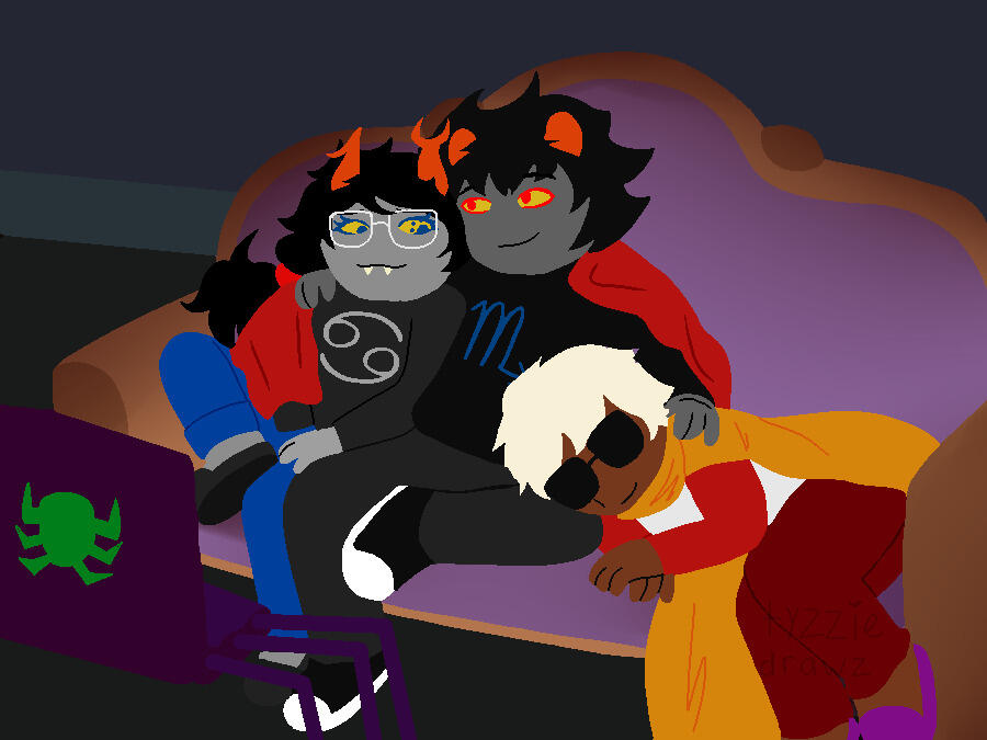 A Homestuck panel made for Rarepairstuck in 2020. Composition taken from a canonical [S] frame, but panel drawn from scratch.
