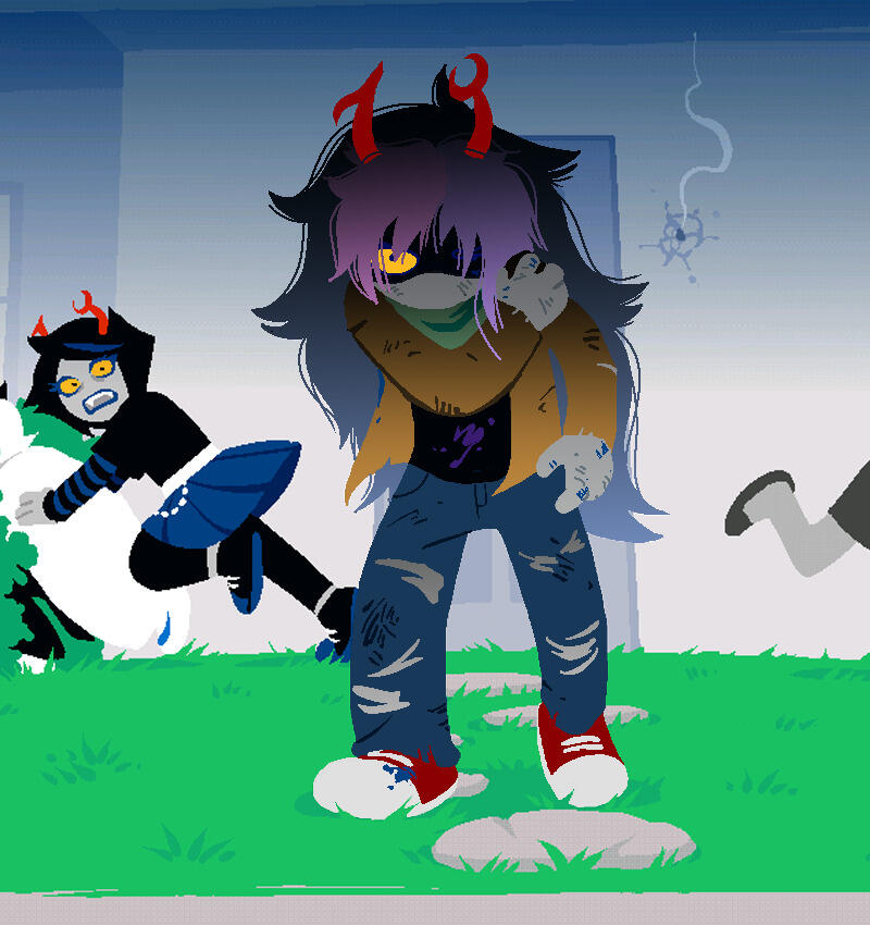 An edit of a Beyond Canon Panel, with Vriska changed to NeonHalo. Would have been £10 as a commission.