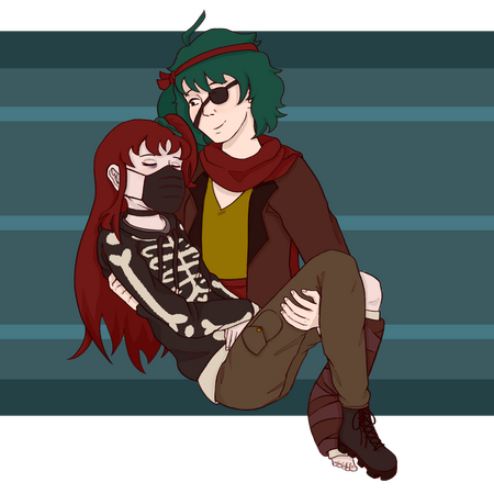 Full/Half Body (£45) A drawing of one full and one half body, which would have cost £45 as a commission. Was drawn as part of a roleplay in 2025.