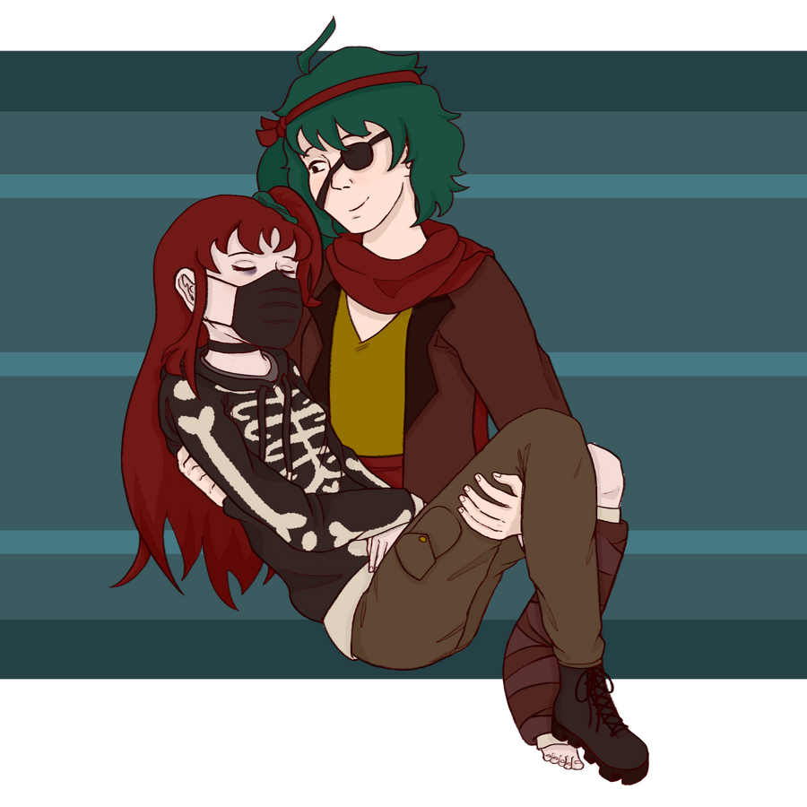 A drawing of one full and one half body, which would have cost £45 as a commission. Was drawn as part of a roleplay in 2025.